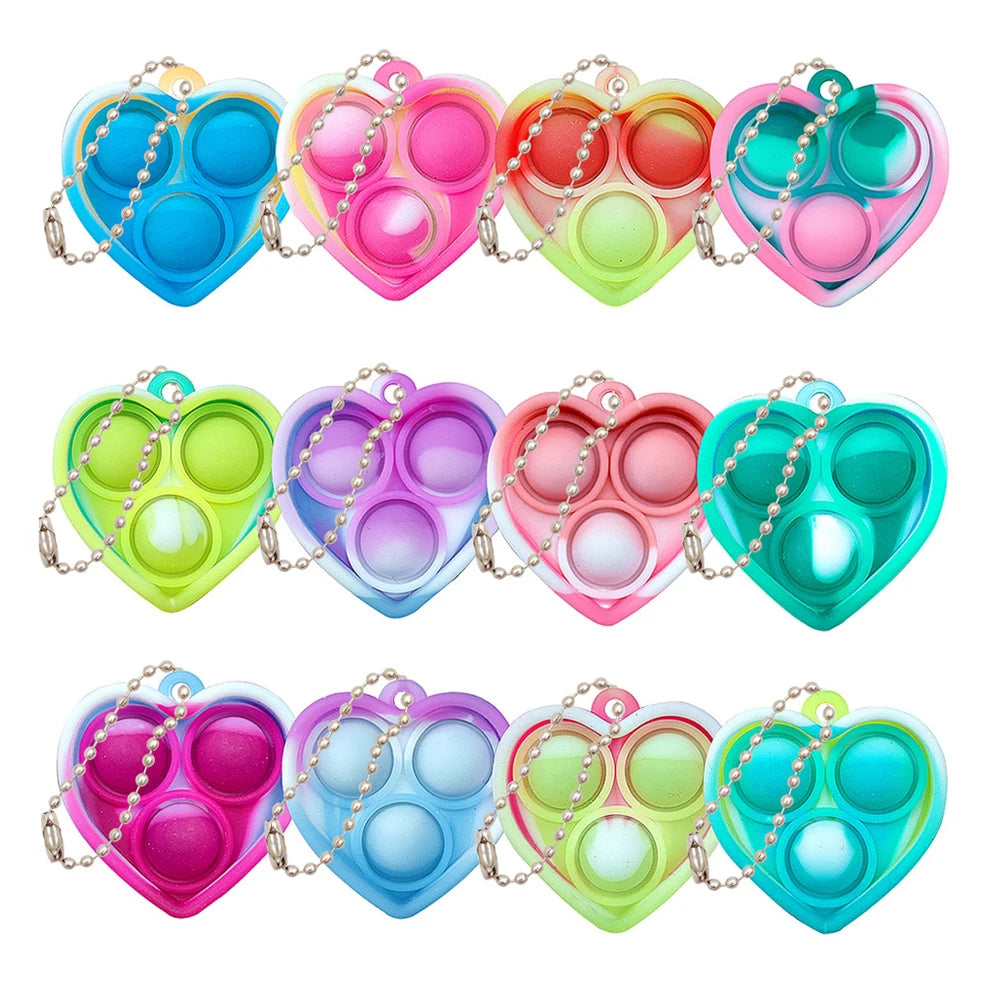 10-50pcs Mini Pop Keychain Toddler Sensory Fidget Toys Bulk Classroom Prizes Kids Birthday Party Favors Wedding Gift for Guests