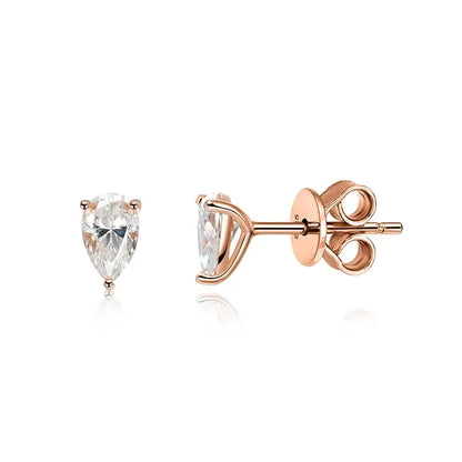 Smyoue 0.5CT 1CT Pear Cut Certified Moissanite Stud Earrings for Women 100% 925 Sterling Silver Plated 18k Gold Wedding Jewelry