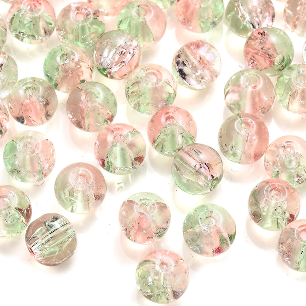 100pcs 8mm Christmas Crystal Glass Crack Beads Red and Green Gradient Spacer Beads for DIY Bracelet Necklace Jewelry Making