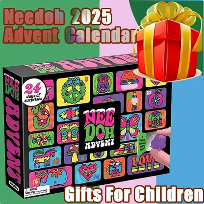 2026 NeeDoh Advent Calendar 24Pcs 3D PVC Fidget Doll Christmas Countdown Calendar Surprise New Year Gift
