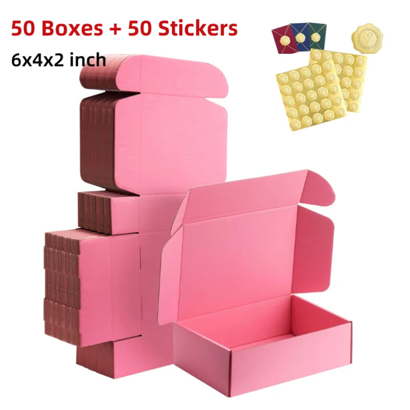 50pcs 6x4x2 Inches Black Small Shipping Boxes, Cardboard Corrugated Gift Mailer Boxes for Packaging Small Business Mailing Prese