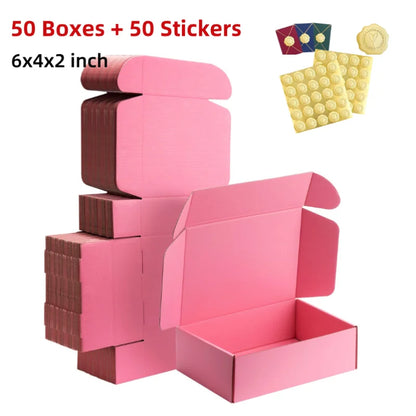 50pcs 6x4x2 Inches Black Small Shipping Boxes, Cardboard Corrugated Gift Mailer Boxes for Packaging Small Business Mailing Prese