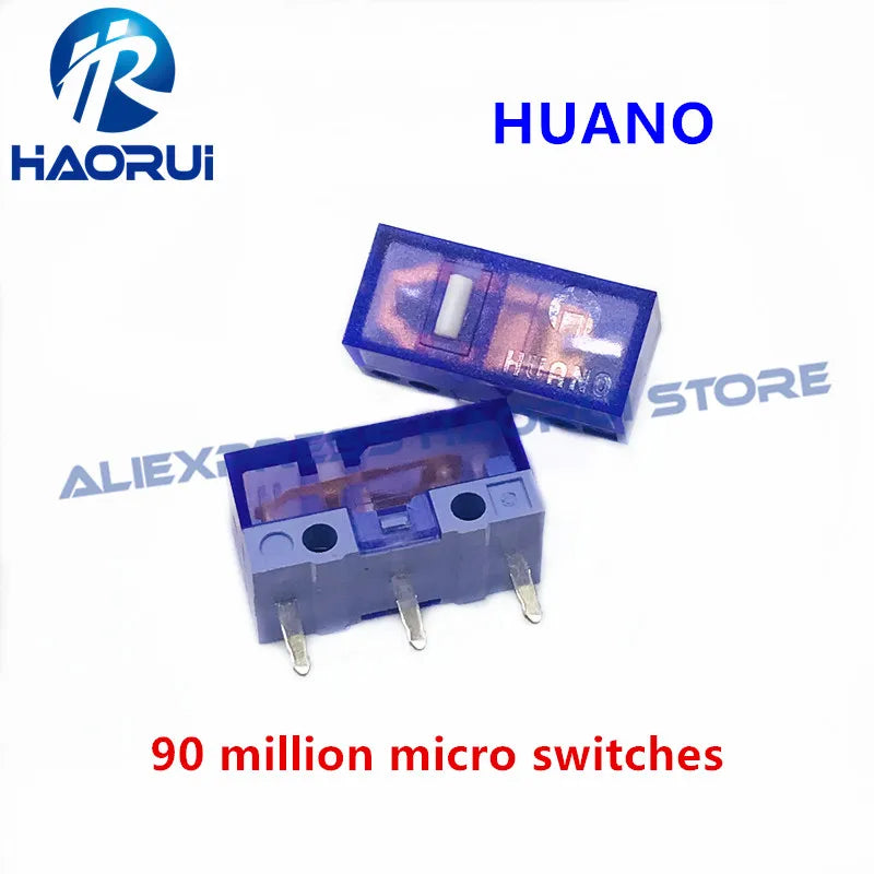 2Pcs New product HUANO Black Blue Transparent Shell Mute Mouse Micro Switch 10M 30M 60M 80M 100 million Mouse maintenance button
