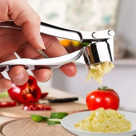 Garlic Press Zinc Alloy & Stainless Steel Anti-Skid Thickened Garlic Clip, Multifunctional Manual Pull Garlic Mincer, Handheld Garlic Squeezer for Kitchen Cooking