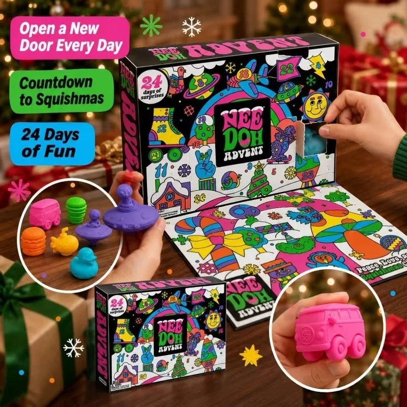 2026 NeeDoh Advent Calendar 3D PVC Fidget Doll Christmas Countdown Calendar Surprise Box Stress Relief Toy New Year Holiday Gif