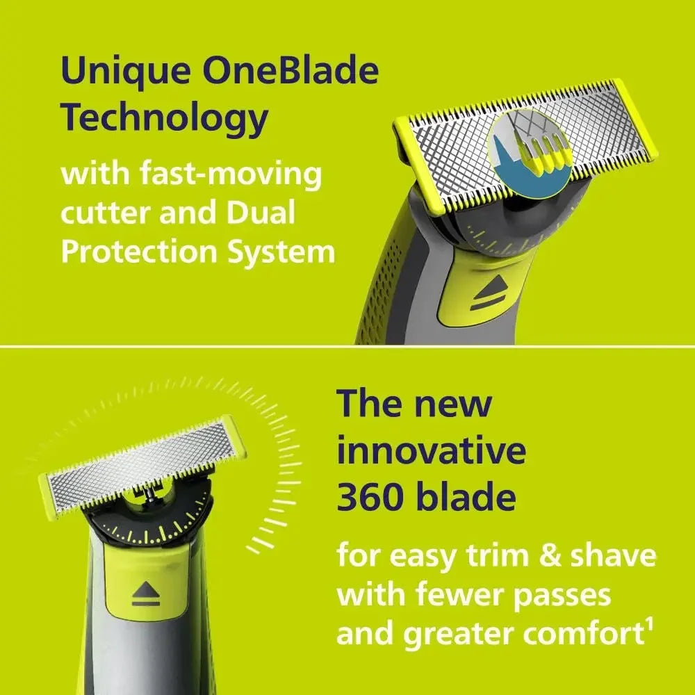 360 Face Hybrid Electric Beard Trimmer Shaver 5-in-1 Face Stubble Comb Mens Grooming Kit for Beard Face Nose Ear Hair Trimmer