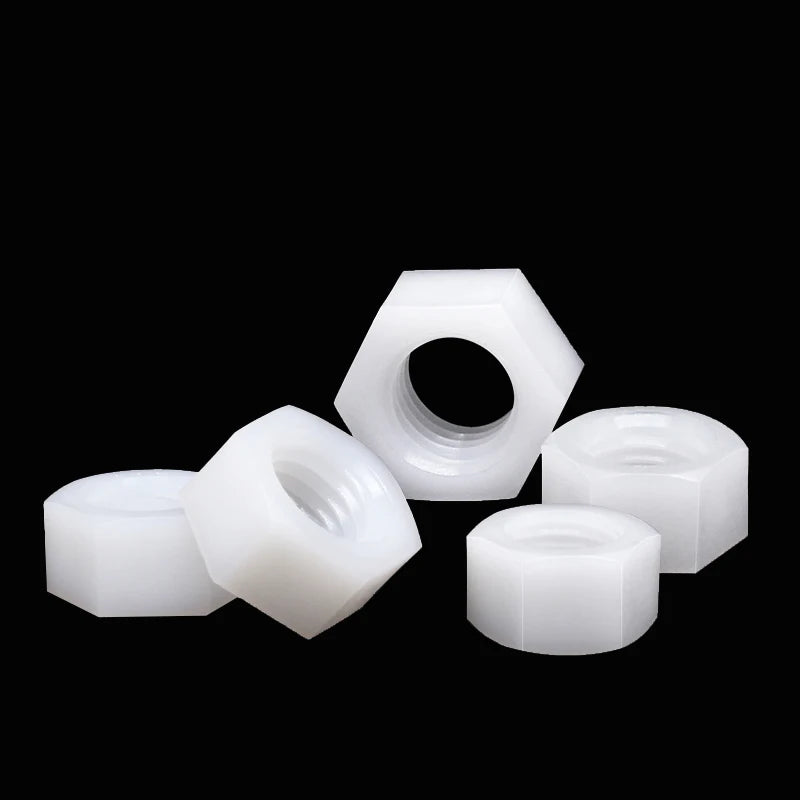 5-50pcs M2 M2.5 M3 M4 M5 M6 M8 M10 M12 M14 M16 M18 M20 White Or Black Plastic Nylon Hex Hexagon Nut DIN934
