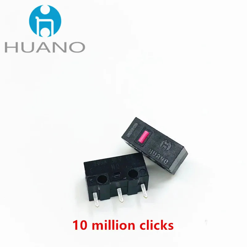 2Pcs New product HUANO Black Blue Transparent Shell Mute Mouse Micro Switch 10M 30M 60M 80M 100 million Mouse maintenance button