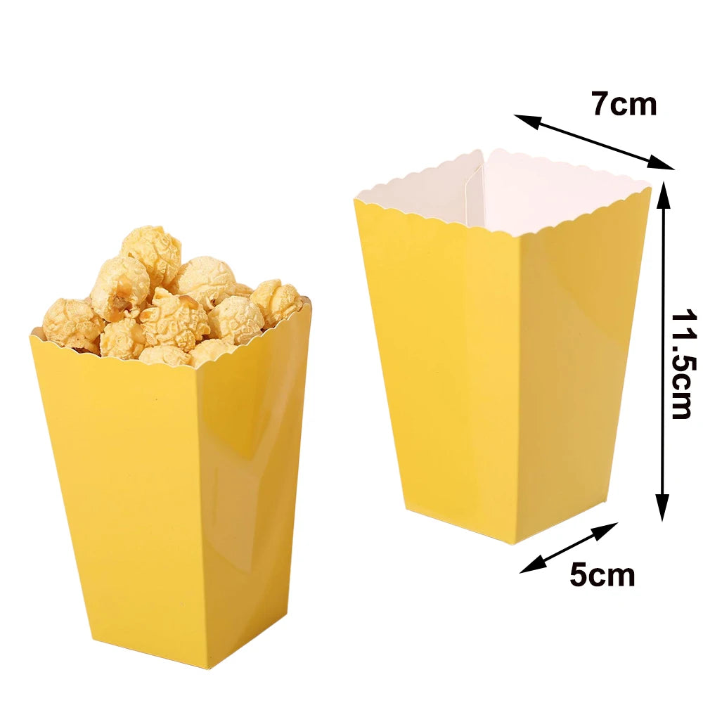 6/12/24 Solid Color Paper Food Trays Disposable Food Boat Black White Blue Yellow Popcorn Box Baby Showe Birthday Party Supplies