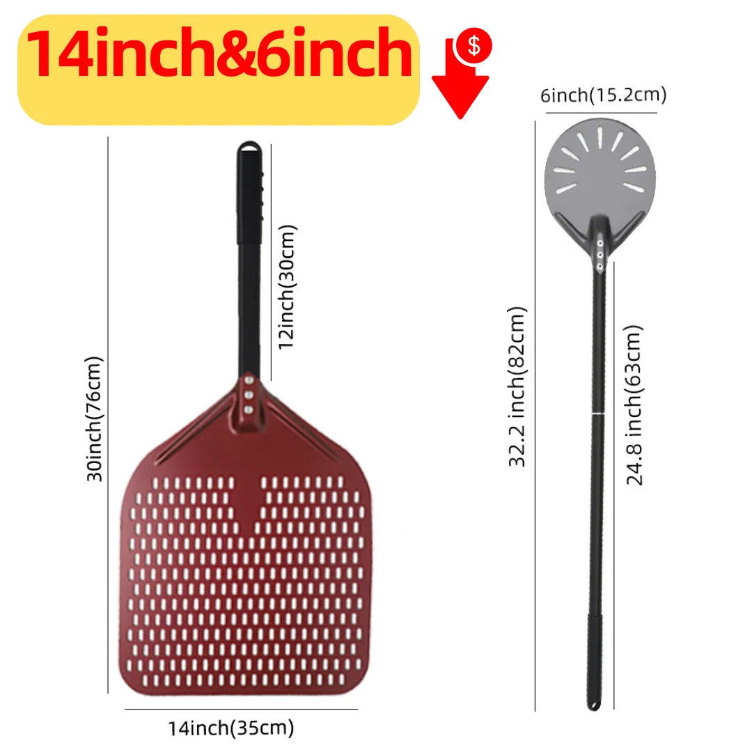 6&12 13 14  Inch Aluminum Pizza Peel Bread Paddle Pizza Oven Turning Peel Hard  Anodized Pizza  Baking Kitchen Tool Spatula