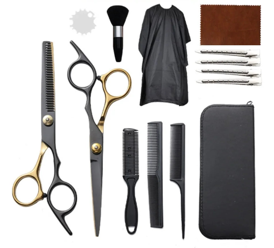 Professional Stainless Steel Hair Cutting Scissors Set Hairdressing Kit Cutting Thinning Shears Straight Razor Hair Combs Hair Clips Brush Storage Case Home Barbershop DIY Haircut Tools Perfect Gift for Dad Husband Boyfriend