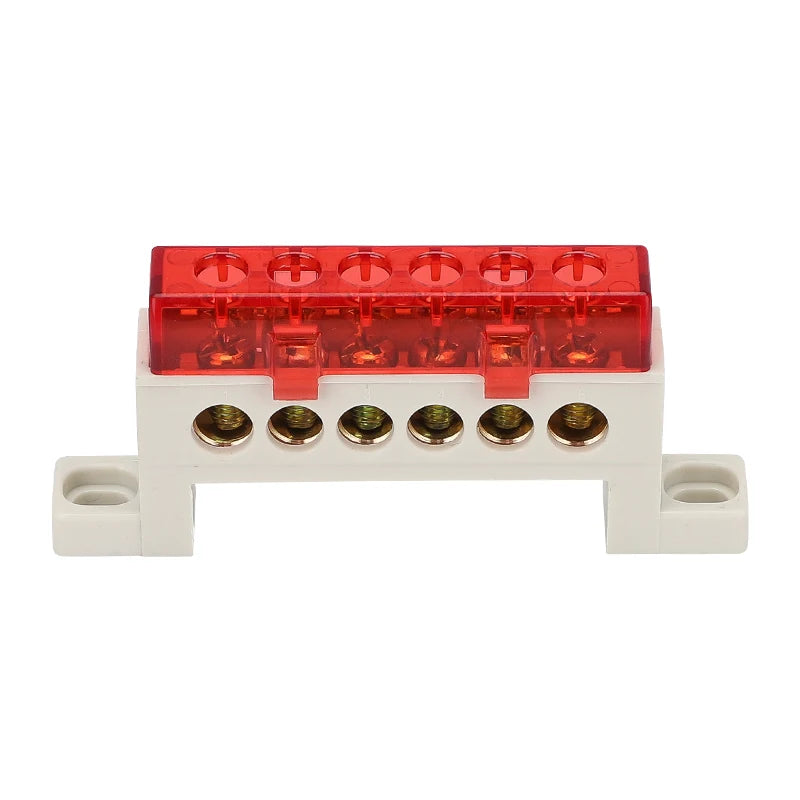 Zero Wire Terminal 3/4/5/6/7/10-Hole Distribution Box Terminal Block Dustproof Ground Copper Bar Bridge Type Busbar With Cover