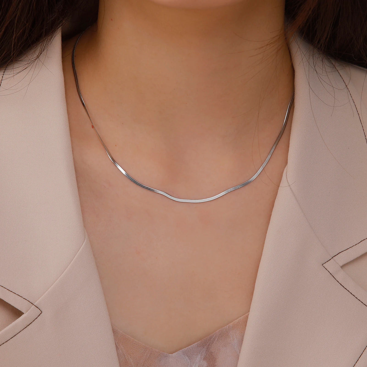 Skyrim Stainless Steel Snake Chain Necklace for Women Men Gold Color Herringbone Choker Neck Chains 2026 Trend Jewelry Gift Hot