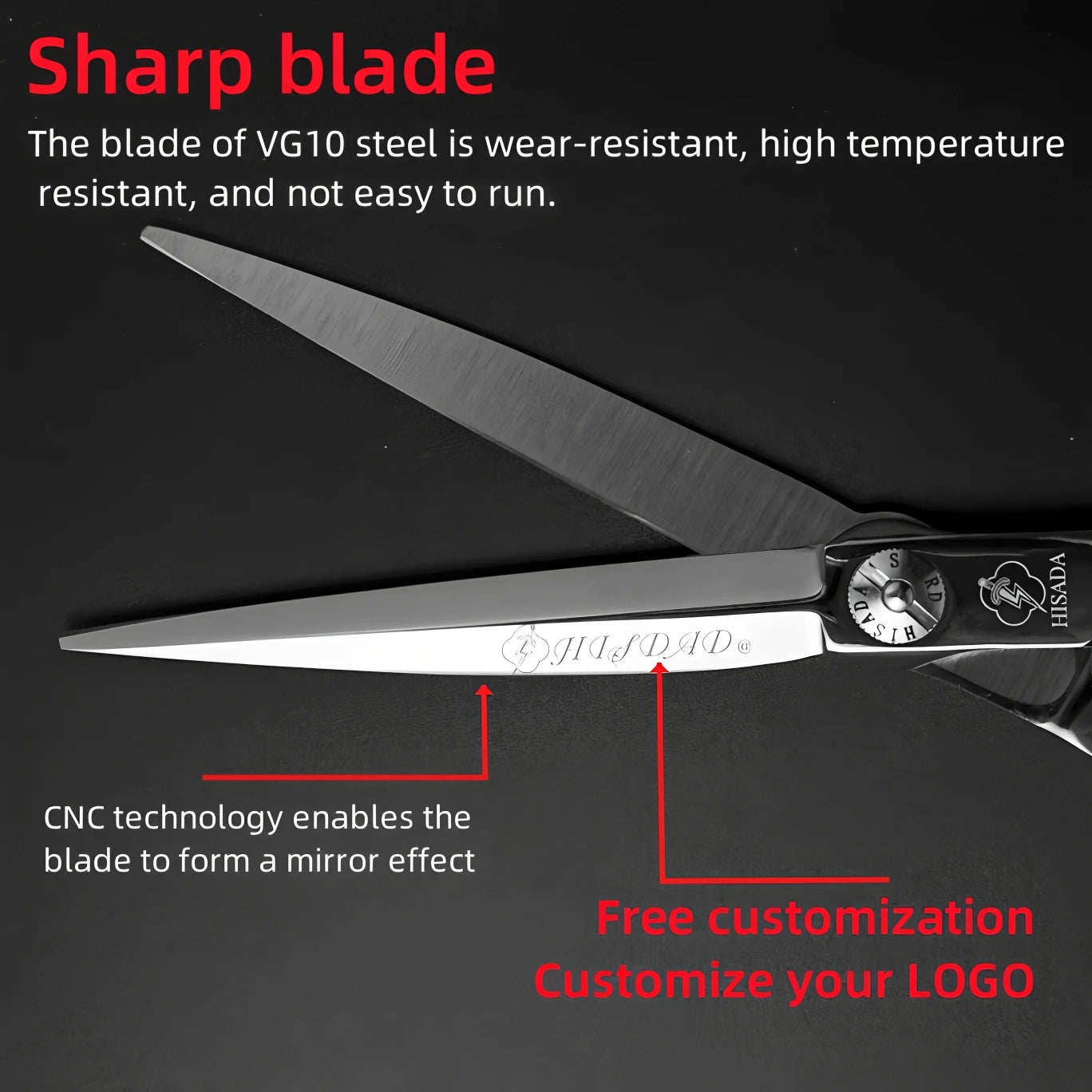 HISADA Hairdressing Scissors Professional Barber Scissors 6.0 Inch Scissors VG10 Material Professional Barber Scissors