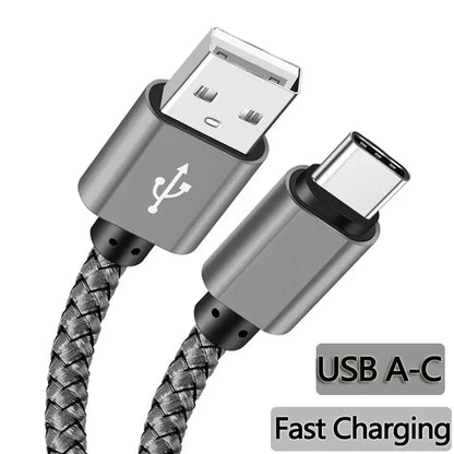 Nylon Data Cable Fast Charger USB A to Type C Charging Cable For Huawei Samsung Android Phone TypeC Charging Device 1M 2M 3M