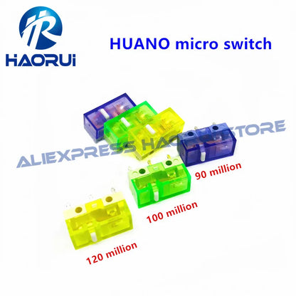 2Pcs New product HUANO Black Blue Transparent Shell Mute Mouse Micro Switch 10M 30M 60M 80M 100 million Mouse maintenance button