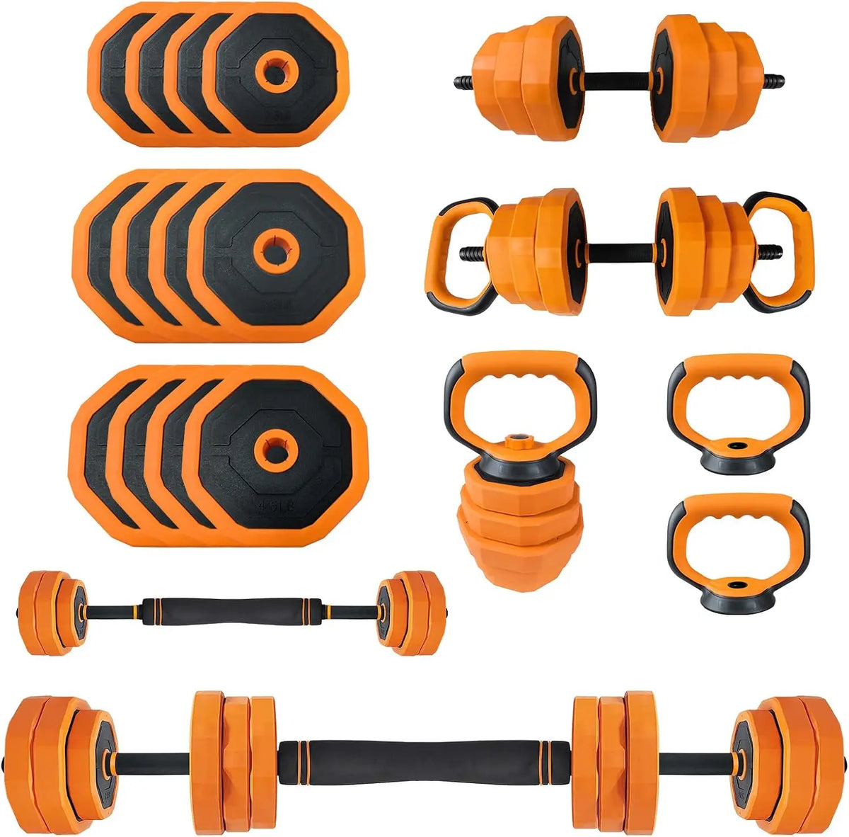 4-in-1 Adjustable Dumbbell Set, Weight Set Used as Dumbbell, Barbell, Kettlebells & Push up Stand, Home Gym Fitness Exercise Equipment for Men Women