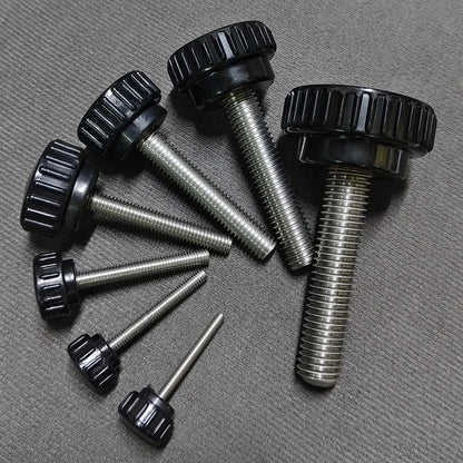 M3 M4 M5 M6 M8 Round Head Handle Hand Screw Round Knurled Rubber Thumb Screw Plastic Tighten Bolt Nuts Knob 304 Stainless Steel