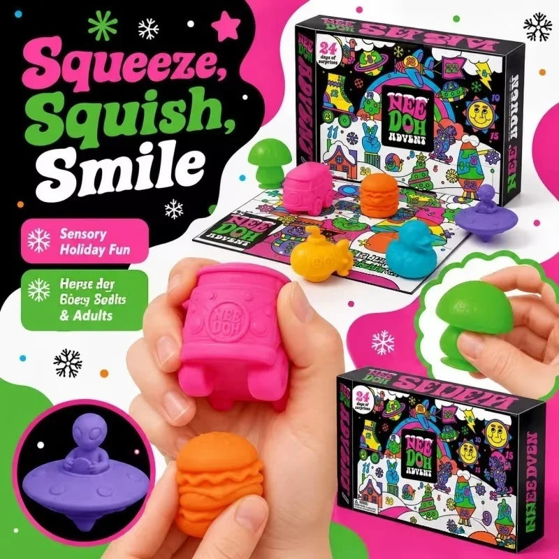 2026 NeeDoh Advent Calendar 3D PVC Fidget Doll Christmas Countdown Calendar Surprise Box Stress Relief Toy New Year Holiday Gif