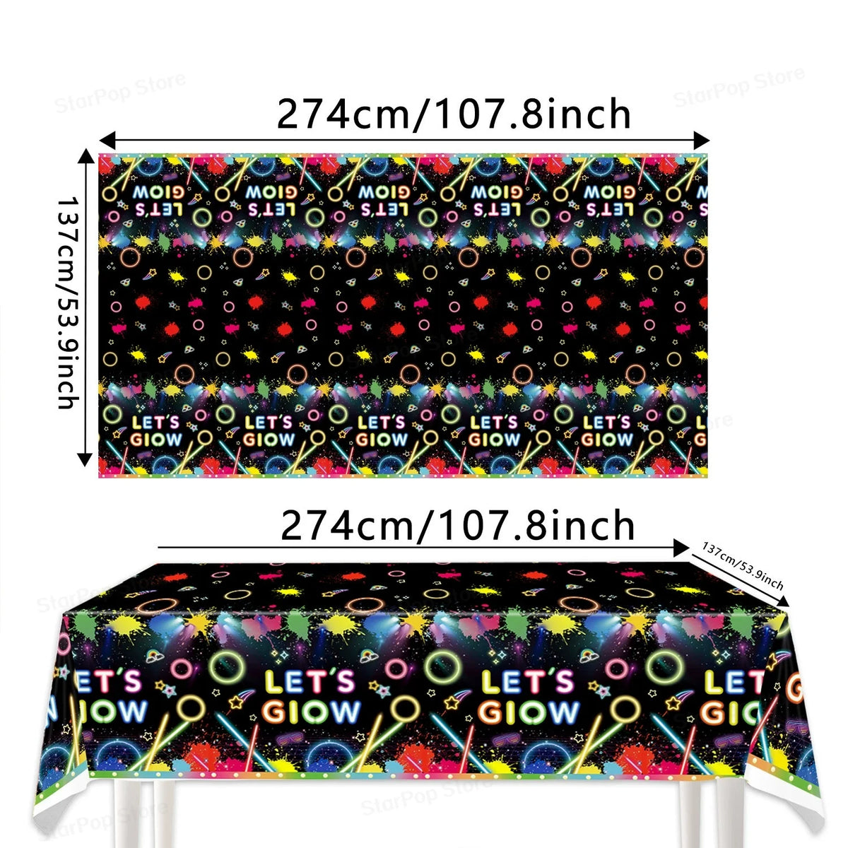 Neon Birthday Party Supplies Disposable Tableware Plates Cups Napkins Tablecloth Kids Blacklight Glow Theme Birthday Decorations