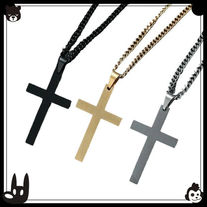 Classic Stainless Steel Cross Pendant Necklace for Women Men Link Chain Charm Necklace Cool Boys Girls Punk Hip Hop Jewelry Gift