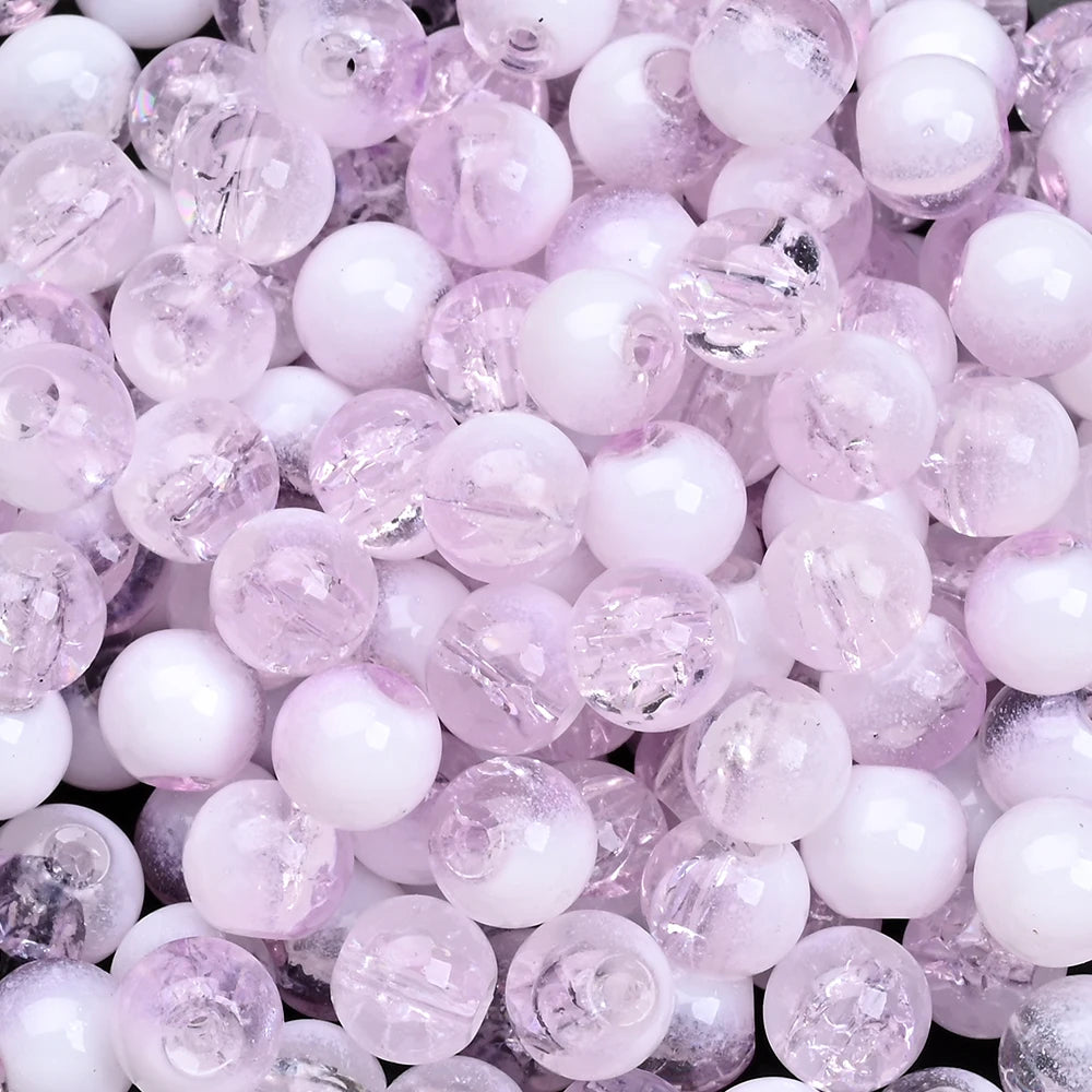 100pcs 8mm Christmas Crystal Glass Crack Beads Red and Green Gradient Spacer Beads for DIY Bracelet Necklace Jewelry Making