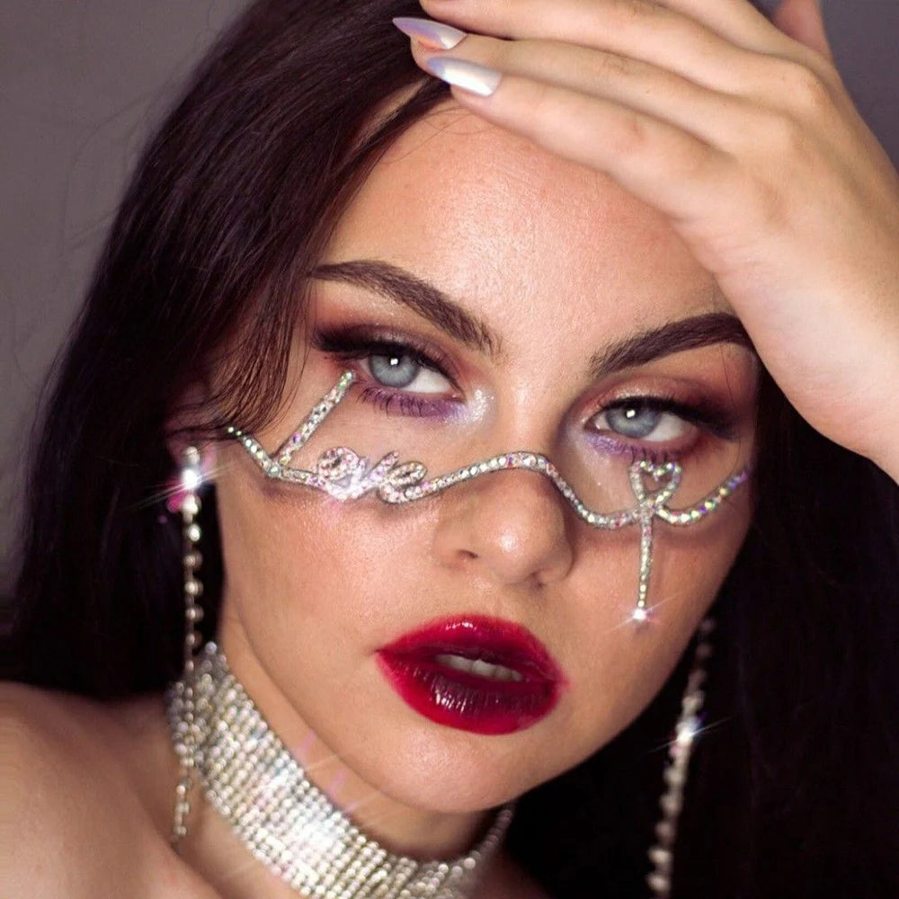 Stonefans Rhinestone Glasses Frame for Women Hight Quality Luxury Crystal Eyes Glasses Accessories Without Lenses Face Jewelry