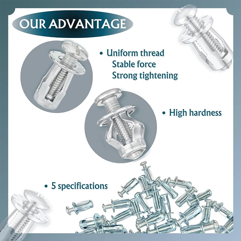 91 Pcs Expansion Screw Petal Nut, M4 M5 M6 Jack Nuts with Heavy-Duty Rivet Gun, Petal Shape Metal Nut with Screws Assembly