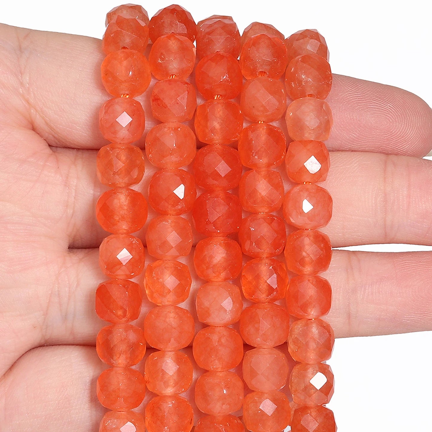 Natural Amethyst Beads 7-8mm Faceted Square Cube Geometric Shape Loose Beads for Jewelry Making Diy Accessories