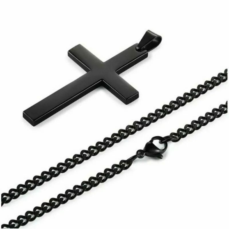 Classic Stainless Steel Cross Pendant Necklace for Women Men Link Chain Charm Necklace Cool Boys Girls Punk Hip Hop Jewelry Gift
