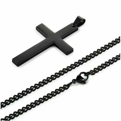 Classic Stainless Steel Cross Pendant Necklace for Women Men Link Chain Charm Necklace Cool Boys Girls Punk Hip Hop Jewelry Gift