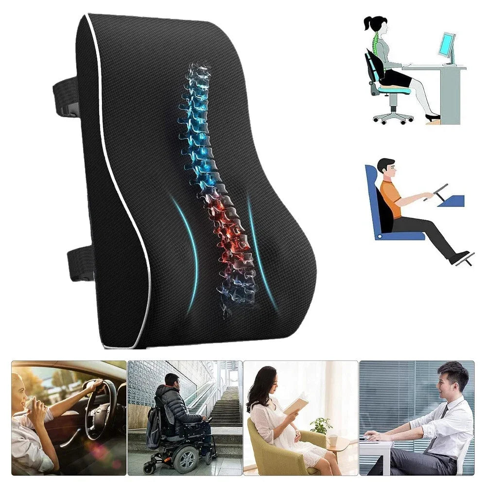Lumbar Support Pillow Memory Foam Relieve Back Pain Car Seat Waist Cushion Soft Comfortable For Office Home Car