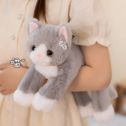 53CM Cute Simulated Cat Doll Plush Toy Stuffed Soft Animal Plush White Gray Kitten Pillow Kids Girls Birthday Gift Pet Toys Deco
