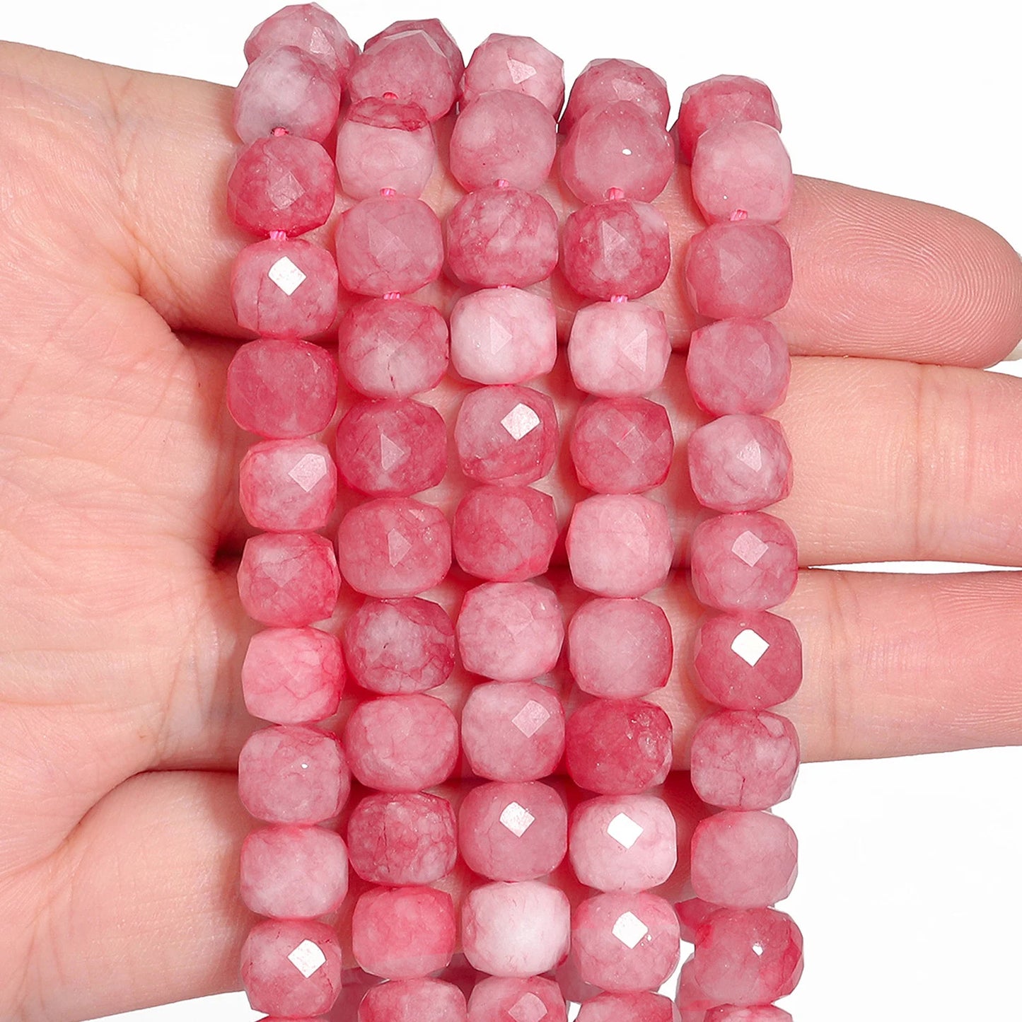 Natural Amethyst Beads 7-8mm Faceted Square Cube Geometric Shape Loose Beads for Jewelry Making Diy Accessories