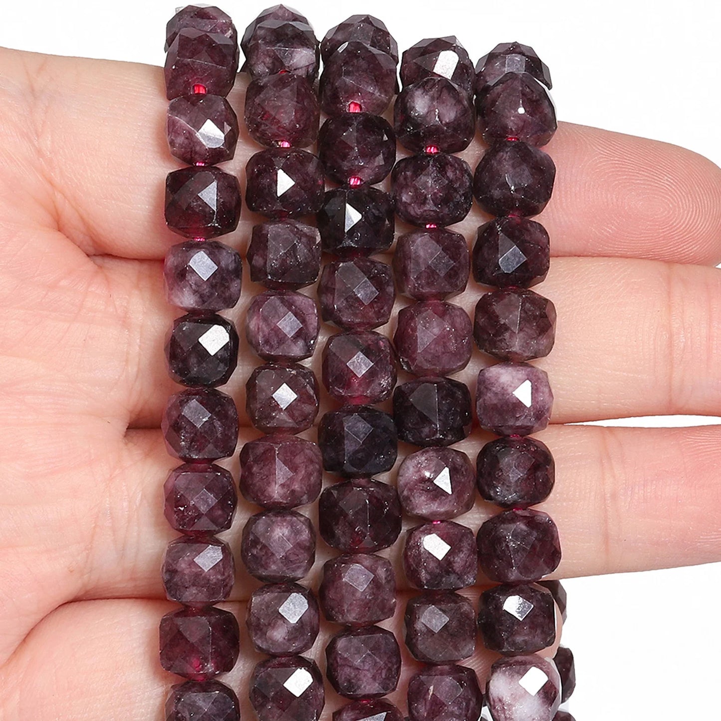 Natural Amethyst Beads 7-8mm Faceted Square Cube Geometric Shape Loose Beads for Jewelry Making Diy Accessories