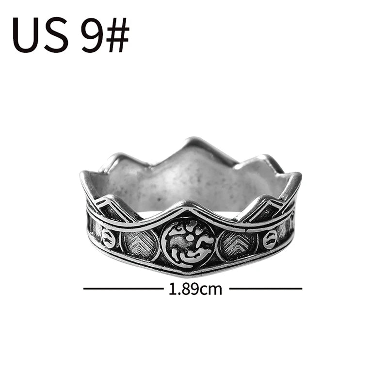 Dragon House Targaryen Ring Cosplay Three Head Dragon Golden Alloy Metal Rings Jewelry Party Costume Accessories Gifts