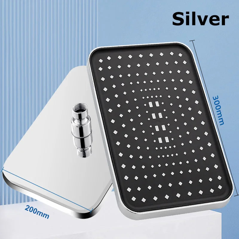 12 Inch ABS High Pressure Rainfall Shower Head Bathroom 360° Adjustable Angle Anti-Clog Nozzle Water Saving Bathroom Accessories