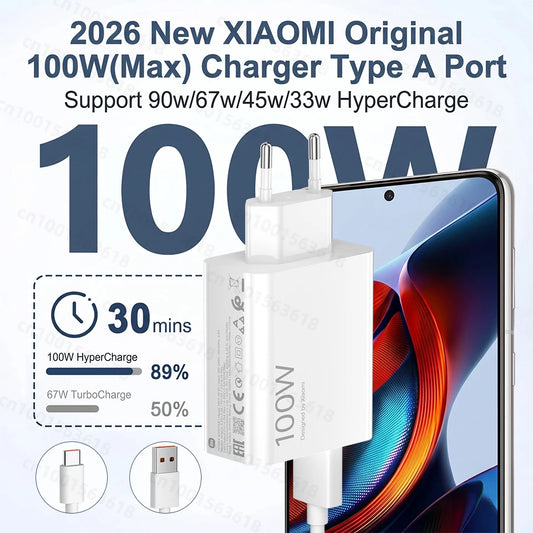 Original XIAOMI 100W Charger Official Hypercharge Cargador Cable Type C Xiaomi 17 Pro Max Poco F9 X8 Pro M8 F8 Ultra Redmi K100