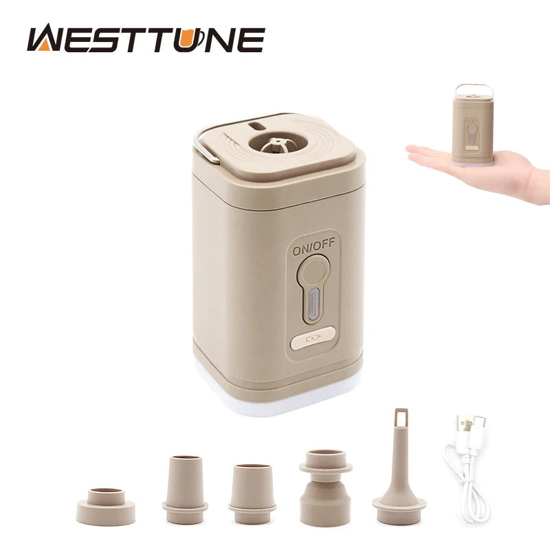 3 in 1 Mini Electric Inflatable Pump with Lights Wireless Air Compressor Inflate Deflate Air Pumps for Hiking Camping Equipment