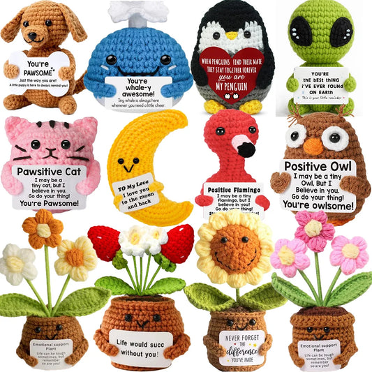 Custom Crochet Dolls Handmade Pocket Hug Animal Positive Plant Bespoke Unique Knitted Doll Plush Toy Gift for The One I Love