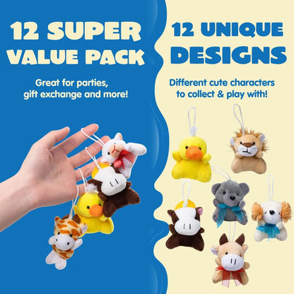 JOYFY 12/36/72 Pack Mini Animal Plush Toy Party Gift Assortment Bulk Stuffed Animal for Kids Plush Keychain Chirstmas Decoration