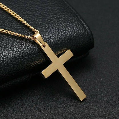 Classic Stainless Steel Cross Pendant Necklace for Women Men Link Chain Charm Necklace Cool Boys Girls Punk Hip Hop Jewelry Gift
