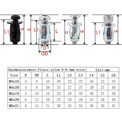 20/30/50Pcs Petal Shape Rivet Nut Screw Bolt Kit Expansion Metal Rivetnut Panel License Plate Clamp Lock Jack Nuts M4 M5 M6 M8