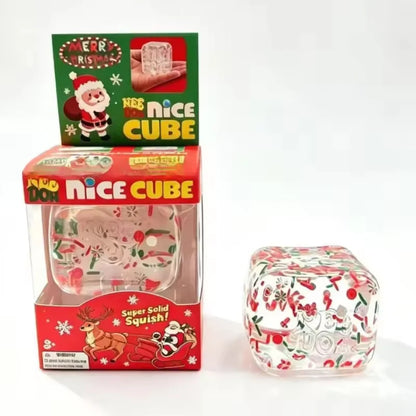 NeeDoh Holographic Ribbon Nice Cube Squishy Toy, Soft Fidget Squeeze Cube with Shiny Rainbow Streamer for Pressure Relief