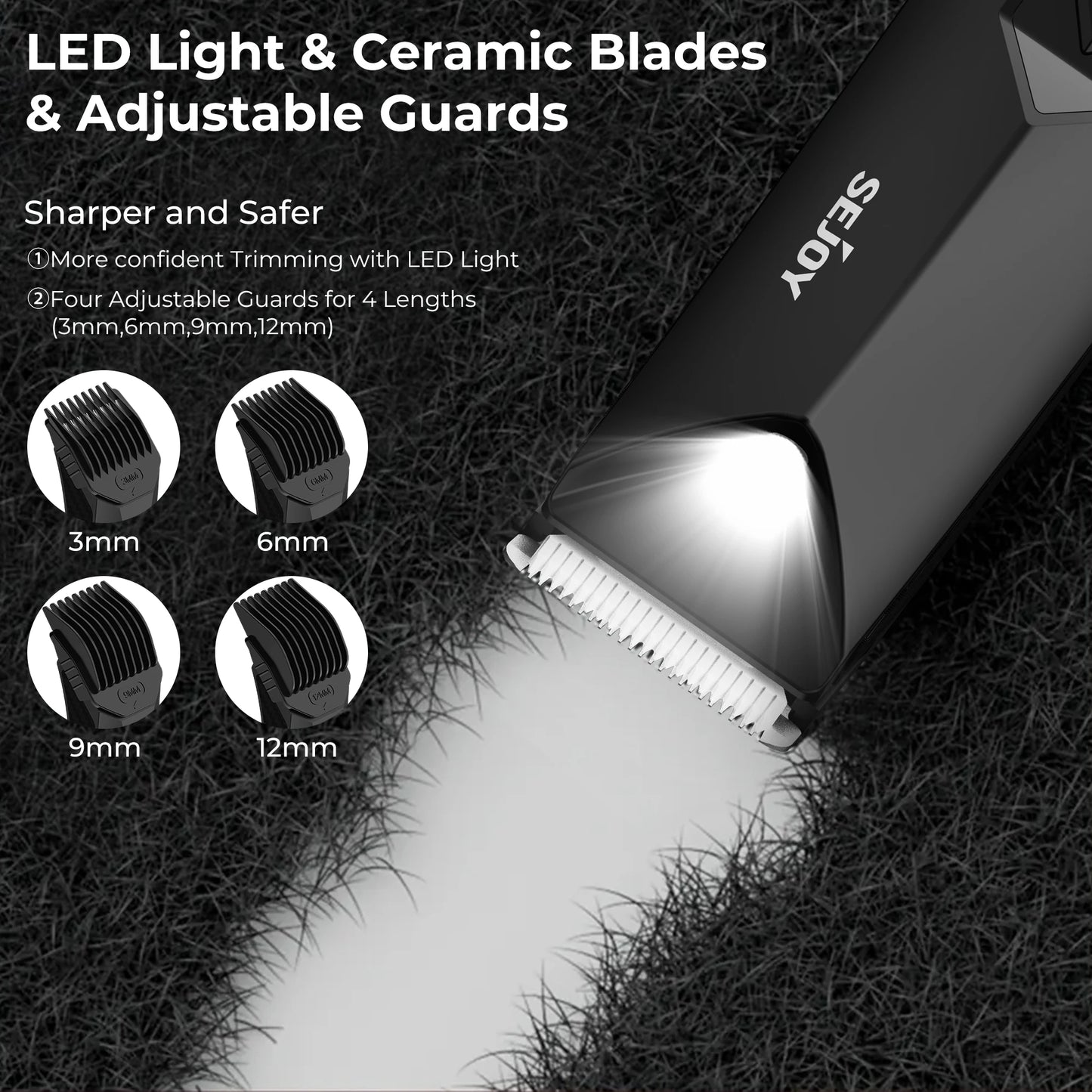 Sejoy Shaver for Men Ball Trimmer for Groin Pubic Grooming Body Hair Trimmer Replaceable Ceramic Blade Heads Electric Razor
