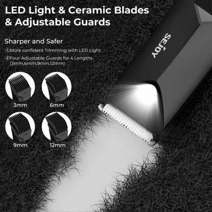 Sejoy Shaver for Men Ball Trimmer for Groin Pubic Grooming Body Hair Trimmer Replaceable Ceramic Blade Heads Electric Razor