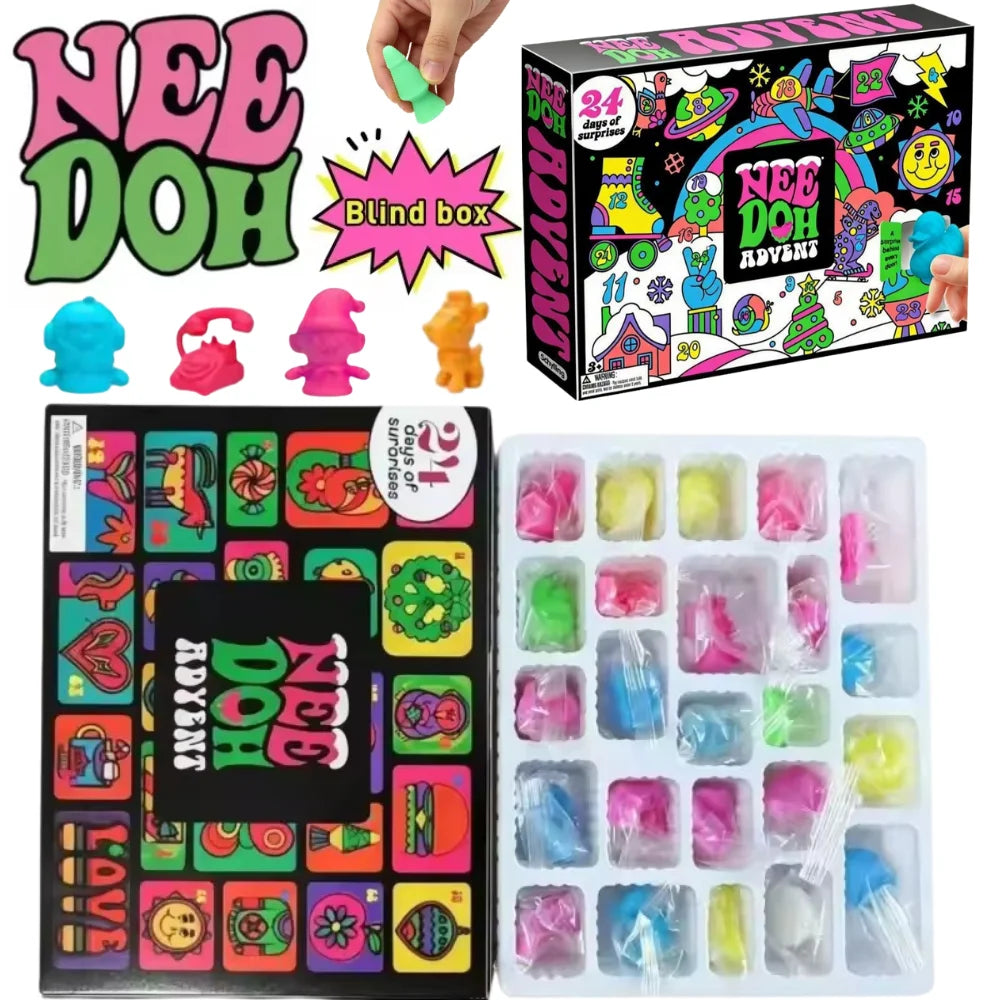 2026 New NeeDoh Christmas Advent Calendar Gift Box, 24‑Day Surprise Mini Squishy Fidget Toys, Sensory Stress‑Relief Toy Set