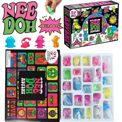 2026 New NeeDoh Christmas Advent Calendar Gift Box, 24‑Day Surprise Mini Squishy Fidget Toys, Sensory Stress‑Relief Toy Set