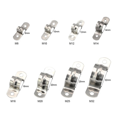 NINDEJIN 2/10pcs U shape pipe clamps 5-100mm stainless steel two hole strap conduit tube clip water pipe plumbing saddle clamps
