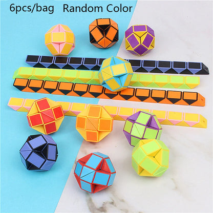 8pcs Magic Folding Snake Ruler Puzzle Cube Educational Toys for Kids Birthday Party Favors Goodie Bags Filler School Reward
